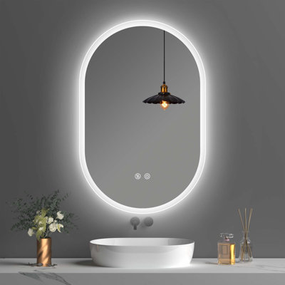 Oval LED Wall-Mounted Bathroom Vanity Mirror with Anti-Fog and Dimmable