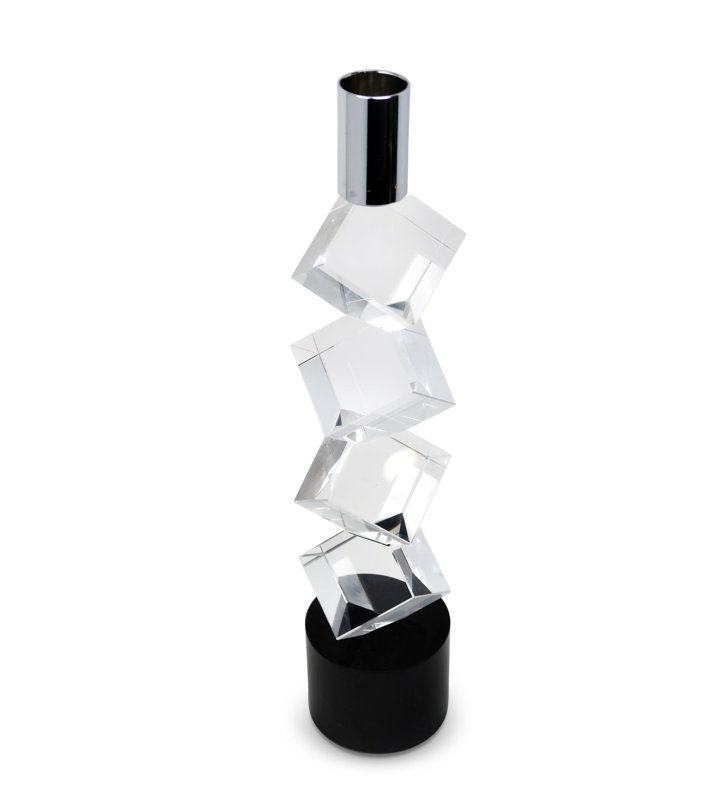 Crystal Candlestick Diagonal Design, 11.25'' H x 2.5'' W x 2.5'' D