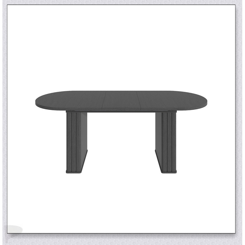 Table de salle à manger extensible ovale pour 4 à 8 personnes, base en bande de bois pour la famille et le salon