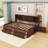 Hailea Full Size Wooden Daybed with Storage Shelves, Drawers and Cabinets