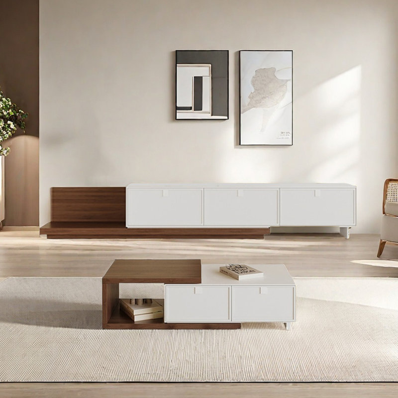 Retractable TV Stand and Coffee Table Set