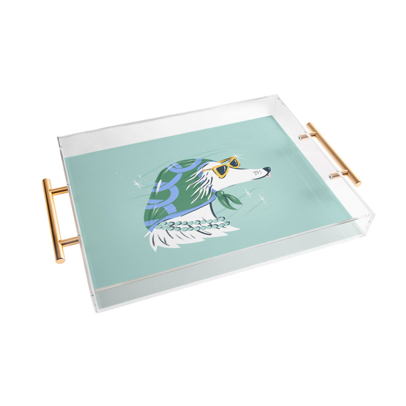 KrissyMast Chic Afghan Hound Dog Illustra Acrylic Tray