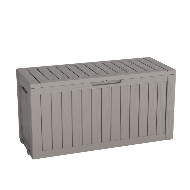 Gray Resin Lockable Deck Box with Wheels, 72 Gallon Capacity