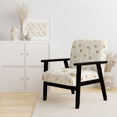 Chaise d'appoint Country Farmhouse - Fauteuil brun crème Wildflowers