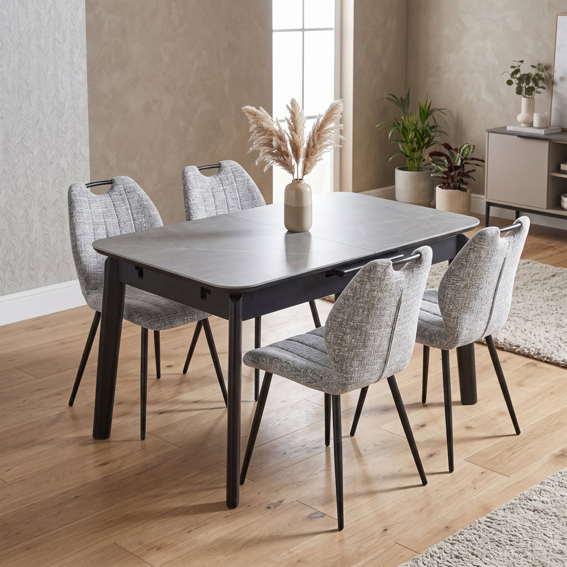 Valinda Extension Dining Set, Light Grey