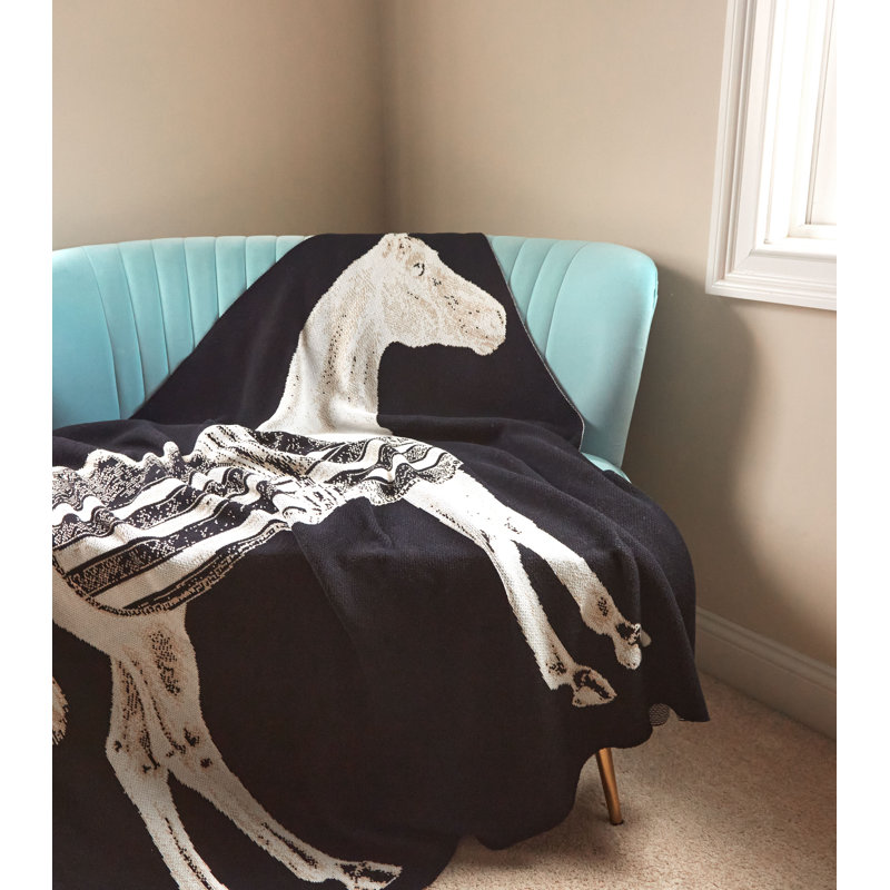 Jeté en mélange de coton animal, Noir