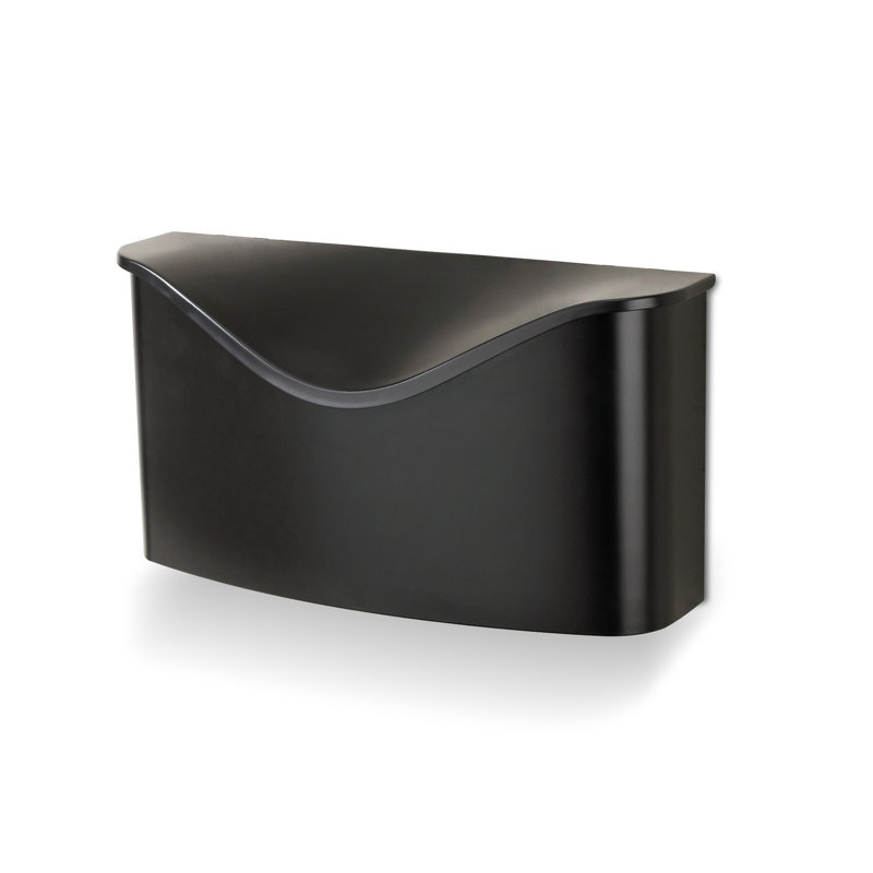 Black Steel Wall-Mounted Mailbox with Hinged Flap