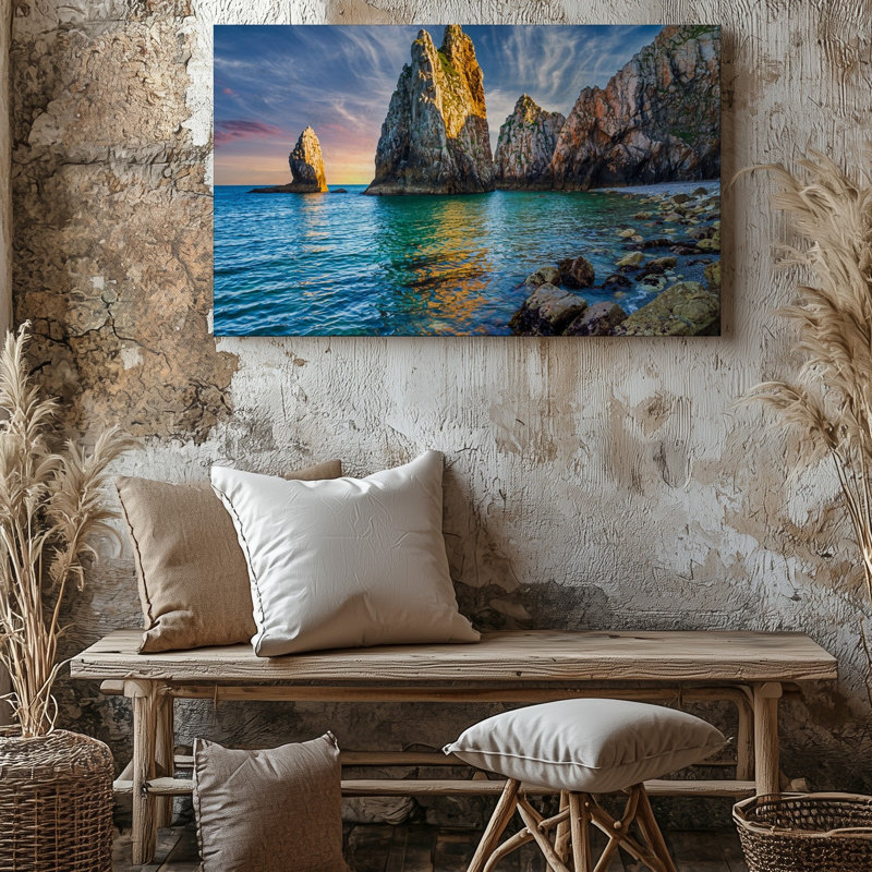 Reproduction d'art sur toile, "Une scène côtière à couper le souffle au coucher du soleil", H 20 po x l 30 po