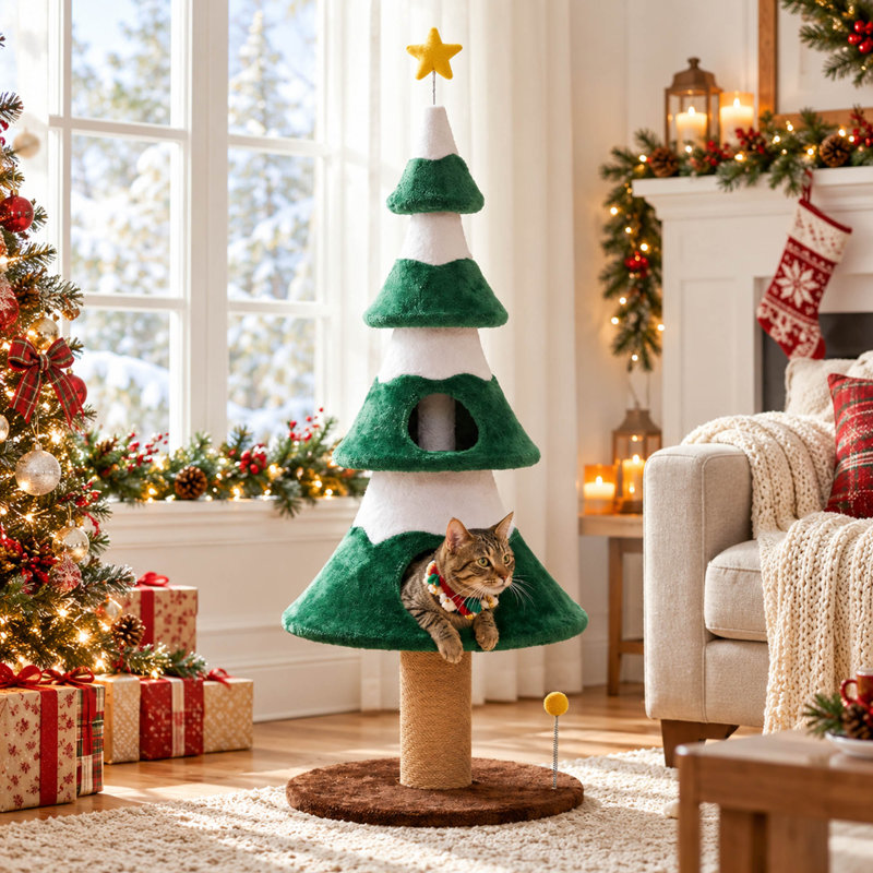 Arbre à chat 62 po avec griffes en sisal et plateformes multi-niveaux, vert 62 po