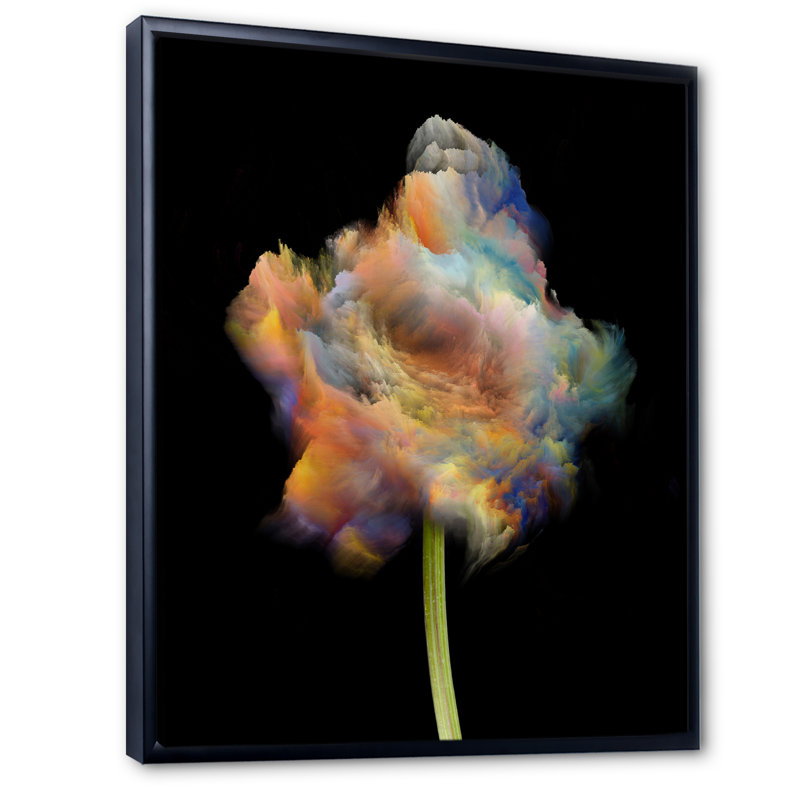 Décoration murale moderne sur toile Blooming Multicolor Fractal III, H 20 po x l 12 po x P 1 po, Cadre flottant noir