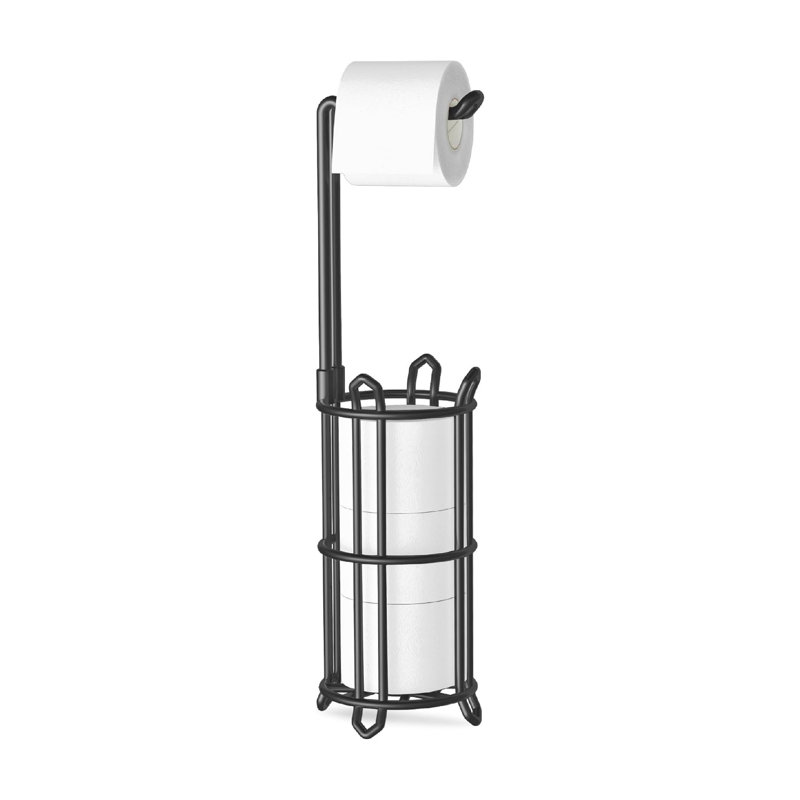 60 x 14 x 14 cm Toilet Roll Holder Free Standing Toilet Paper Holder Stand Black