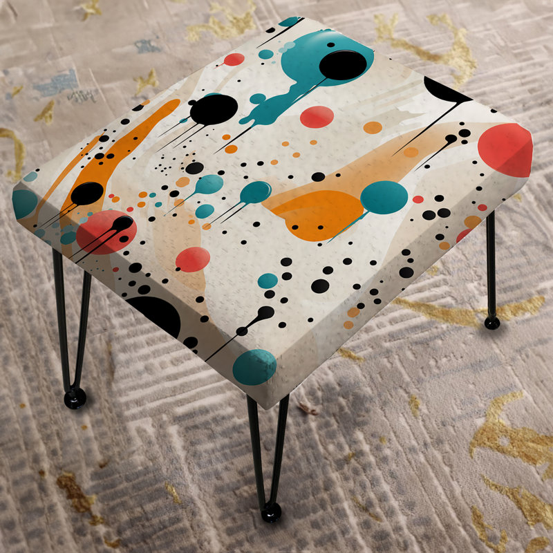 Fashion Yellow And Blue Polka Dot - Midcentury Rectangle Ottoman