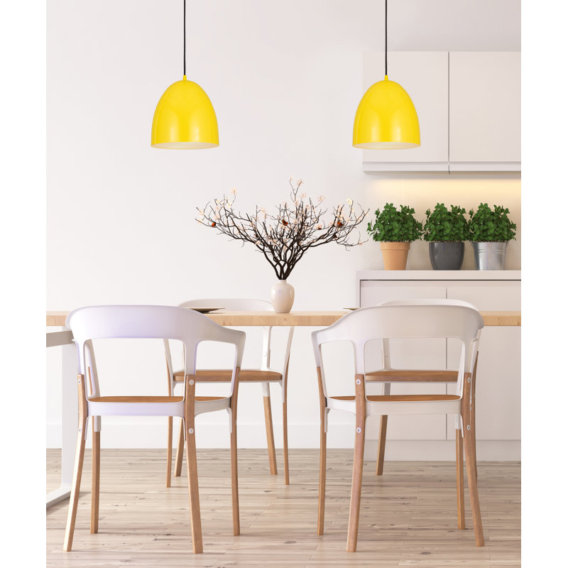 Luminaire suspendu 1 lumière Havertown Dome, Jaune, Jaune, H 13,5 po x l 9,5 po x P 9,5 po