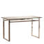 Table d'écriture rectangulaire de 130 cm (51 po) en verre trempé pour 4 à 6 personnes, avec pieds en métal argenté, résistante aux rayures, idéale pour la cuisine, le salon et la salle à manger. Verre de 8 mm (0,31 po) d'épaisseur. Design moderne et élégant.-809011708