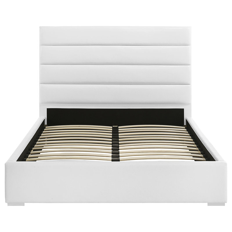 Lit plateforme tapissier blanc Dulcey, Grand lit