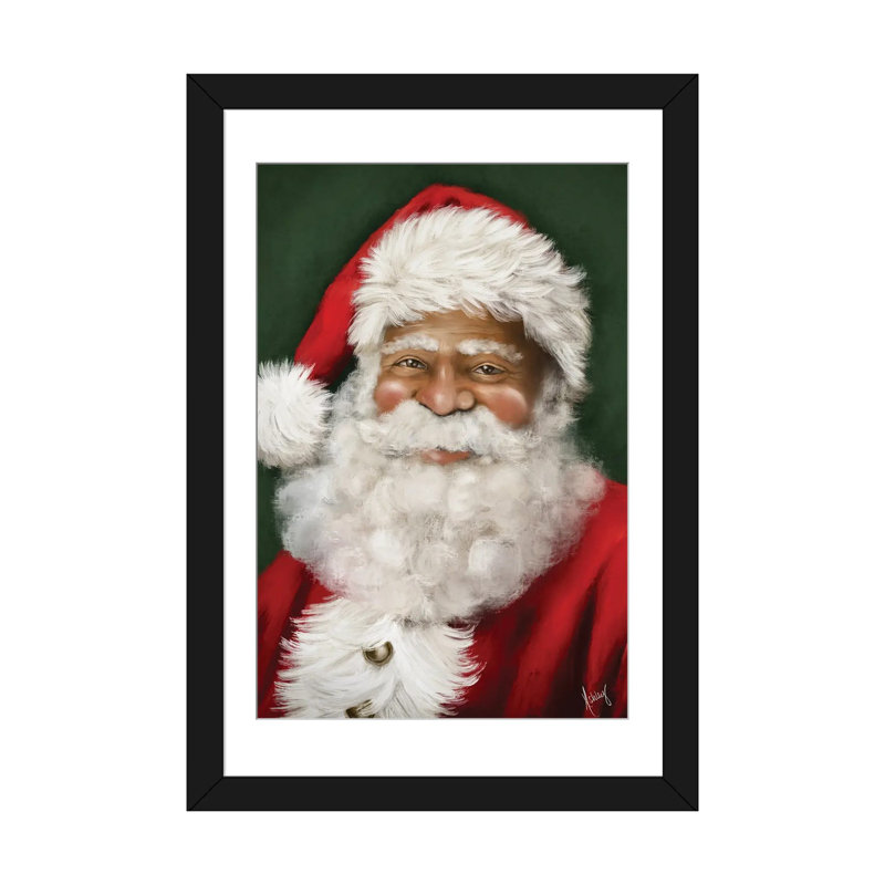 «Jolly Santa II», reproduction d'art murale, papier d'art encadré, H 24 po x l 16 po, Noir