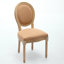 Chaise de salle à manger avec cadre en bois massif de style français et toile de lin antique, ensemble de 2, brun clair-268971700
