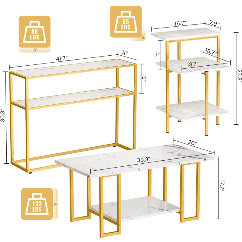 Gunel 3 - Piece Living Room Table Set