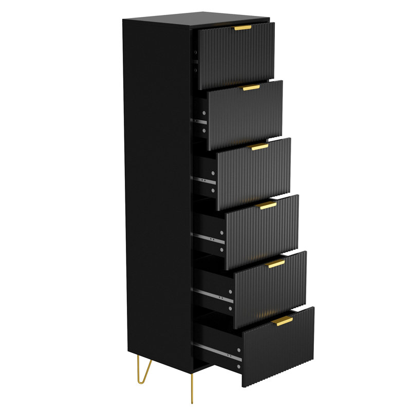 Commode 6 tiroirs Scannell, Noir