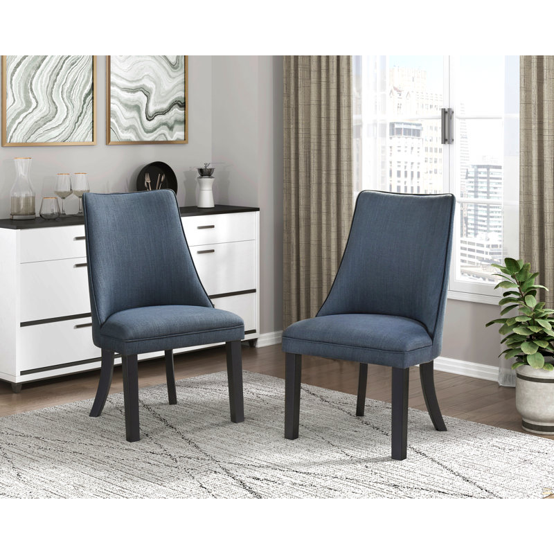 Ensemble de 2 chaises d'appoint rembourrées en tissu texturé bleu