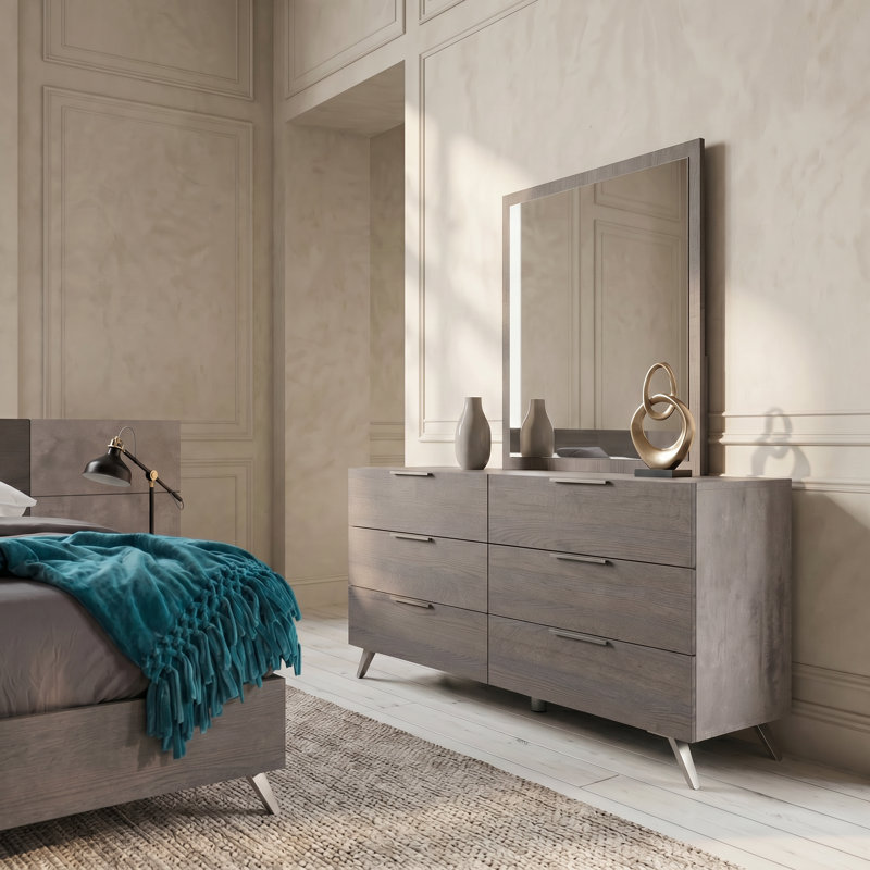 Israar Gray Dresser Mirror