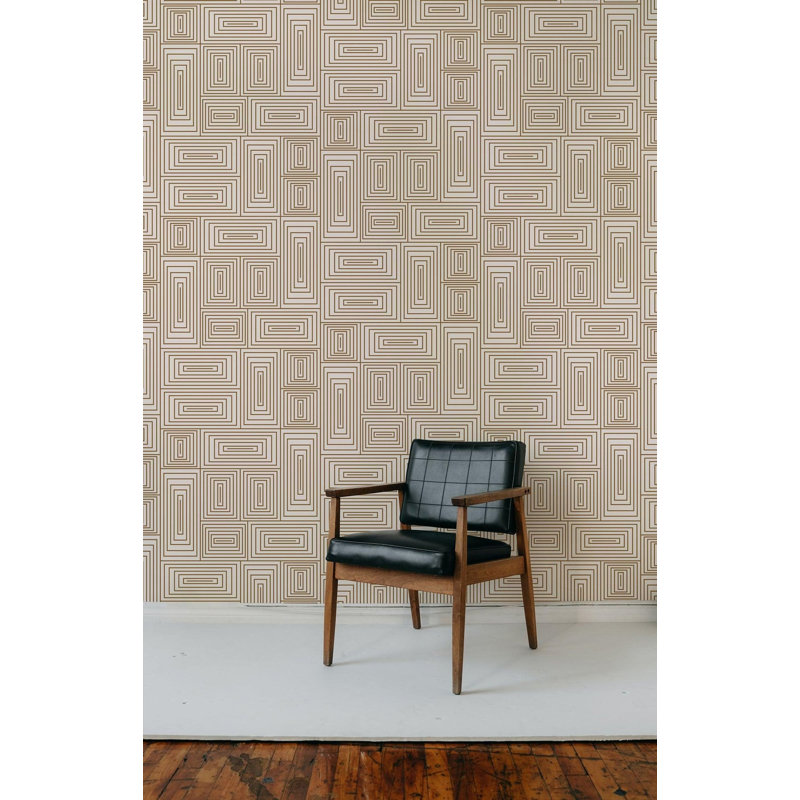 Nia 10' L x 25" W Wallpaper Roll, Coffee, Faux Grasscloth