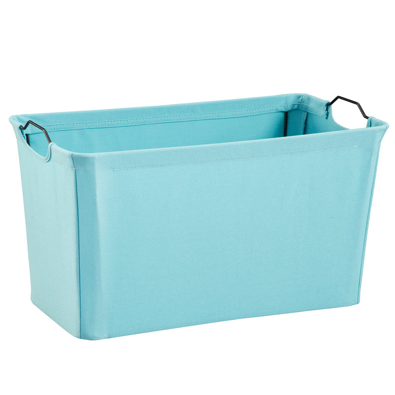 Wire Frame Wide Fabric Bin, Aqua
