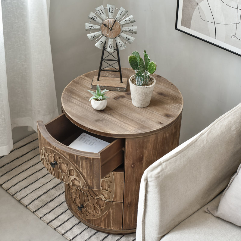 Cylindrical 3-Drawer Nightstand