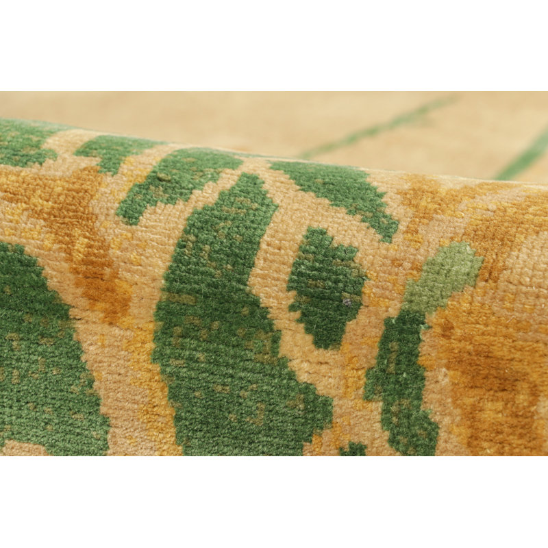 Rug & Kilim’S Chinese Art Deco Style Rug In Gold With Colorful Floral Patterns