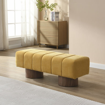 Banc de salle à manger rembourré avec tissu en chenille et pieds en bois, aucun assemblage requis, capacité de poids de 300 lb pour une utilisation polyvalente