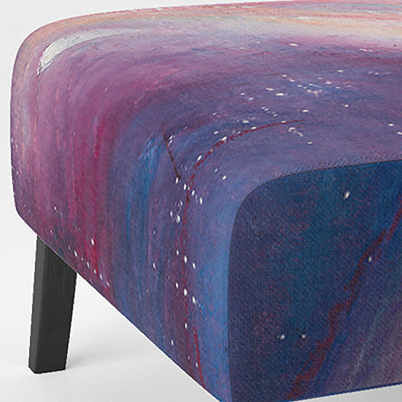 Fauteuil de chambre moderne rembourré en velours Brechta Vibrant Curve Design II, Bleu / mauve / bleu foncé