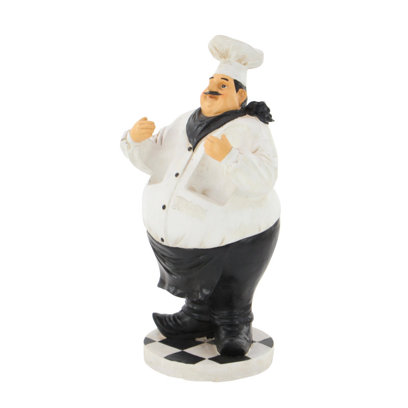 White Polystone Chef Sculpture with Wine Holder Slots
