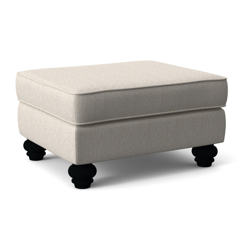 Lowell Upholstered Ottoman, Black Finish, Snow Crypton Performance; 0884-91