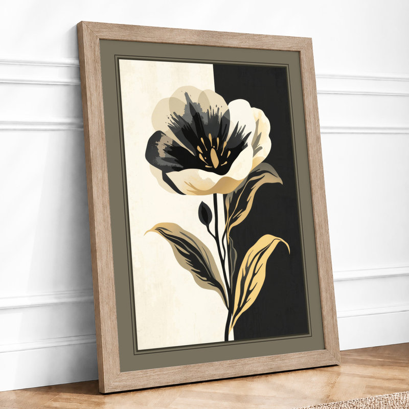 Striped Tulip Study Botanical - Framed Print, A1 - 84.1 x 59.4 cm, Oak