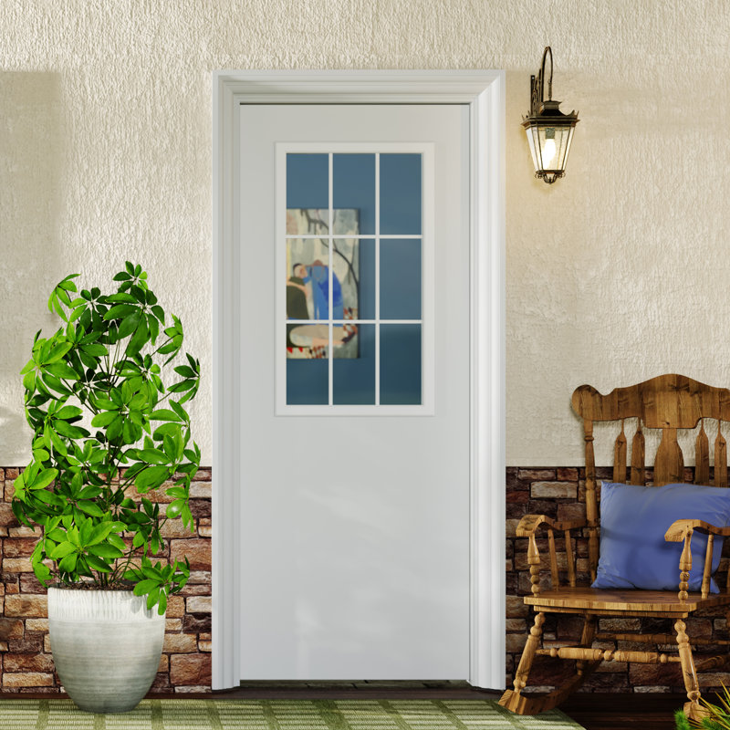 Portes extérieures - Panneau de porte en panneau de fibres à densité moyenne transparent 9 pi, L 32 po x H 80 po