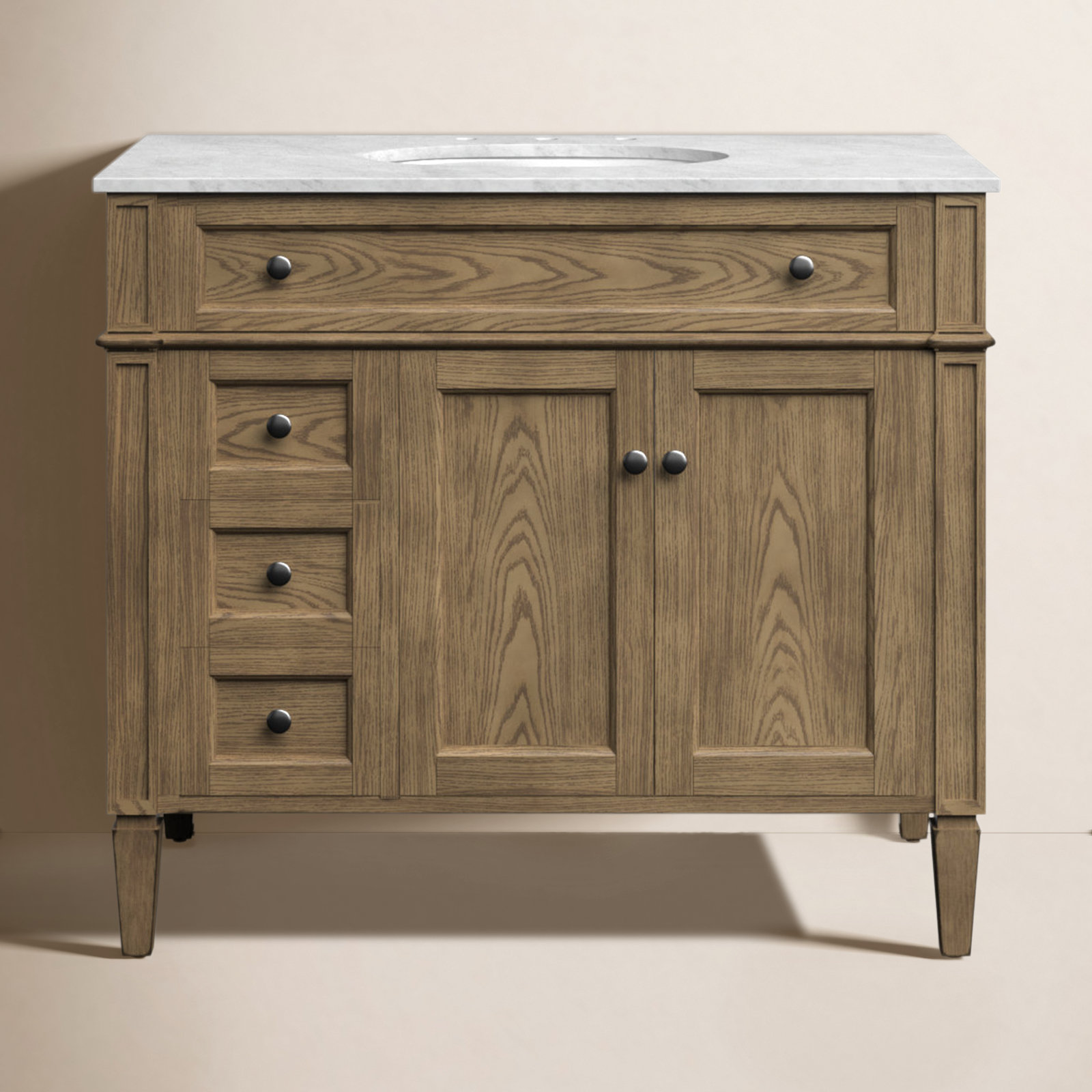 Rivers 40" Free-Standing Single Bathroom Vanity Set with Marble Vanity Top, Driftwood