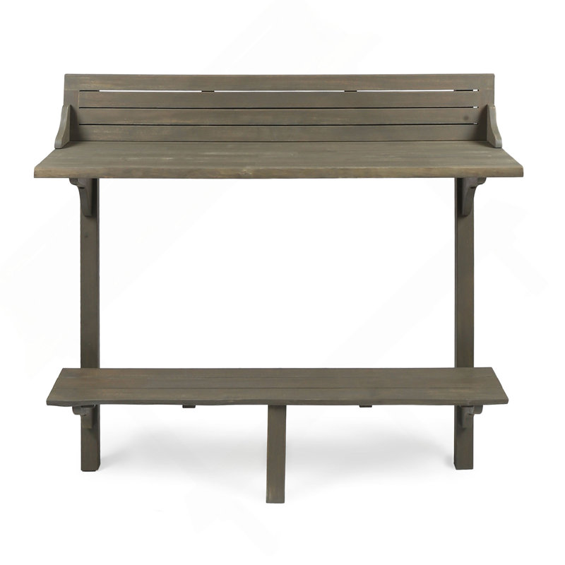 Outdoor Acacia Wood Balcony Bar Table, Gray Finish