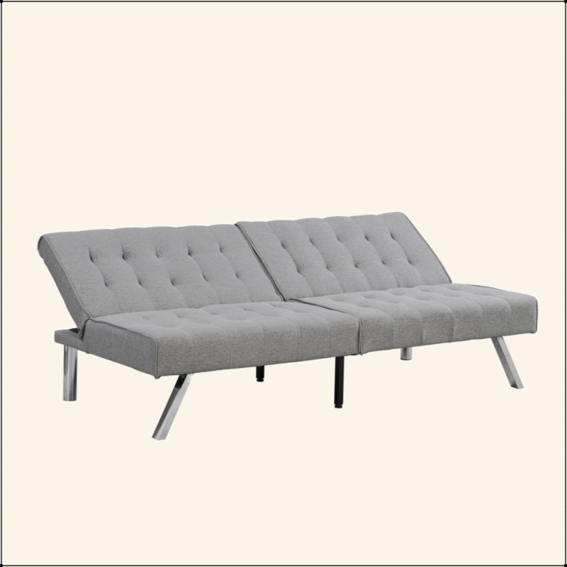 WOOD FRAME, STAINLESS LEG, FUTON, SOFA BED, Gray