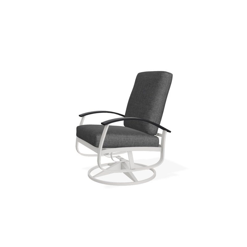 Belle Isle Outdoor Swivel Lounge Chair, Black P70, Cast Slate Sunbrella® Plainweave, Textured Snow