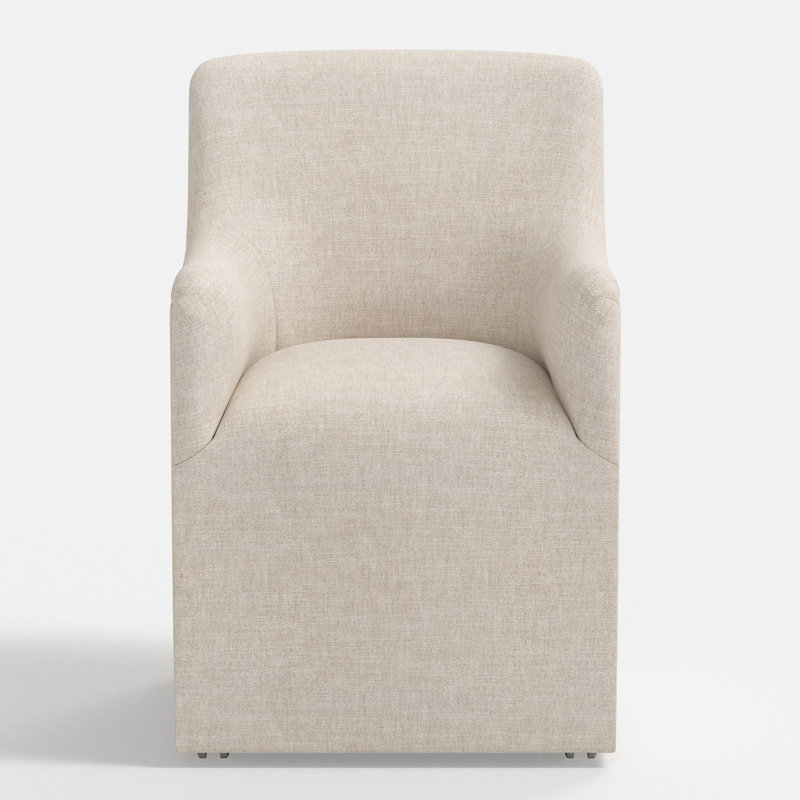 Upholstered Armchair, Performance Textured Weave Flax