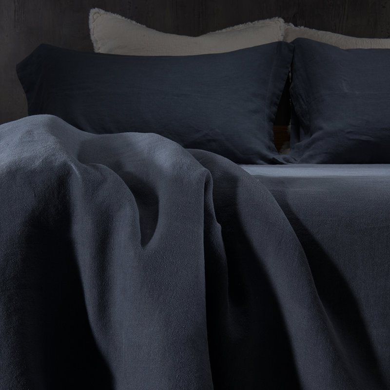 Drap en lin , Drap plat grand, Gris crépuscule