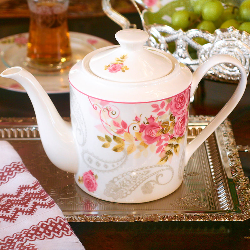 STP Goods Rose Garden 37.19oz. Floral Teapot