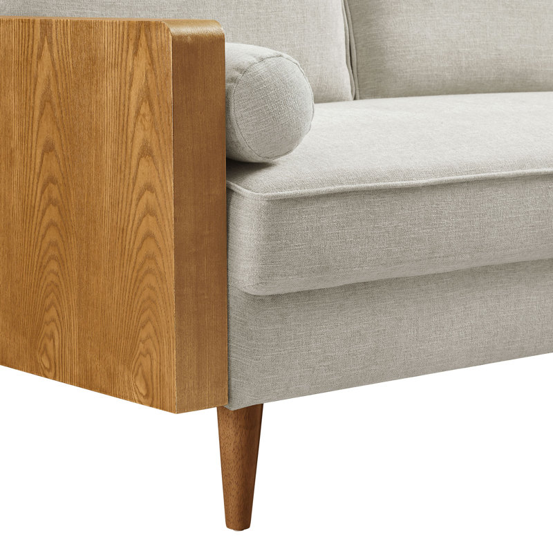 Kellan Performance Velvet Sofa, 33.47" H x 72.32" W x 31.69" D, Walnut Heathered Weave Ivory, 3