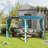 11 Ft. W x 11 Ft. D Outdoor Steel Arched Pergola With Blue Curtain and Canopy