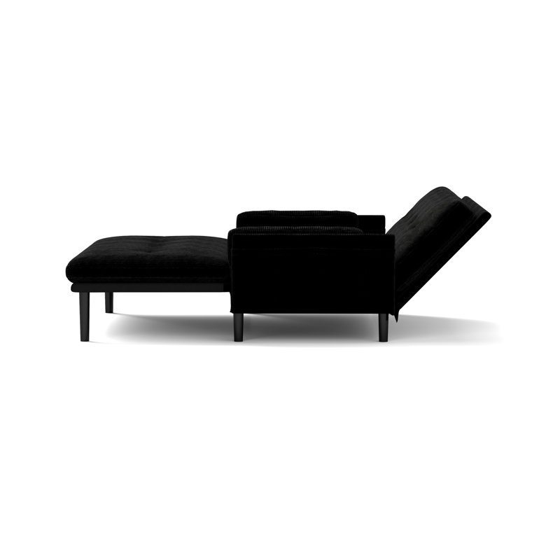 2 lits inclinables en velours noir, structure en métal robuste pour le salon, canapé-lit 2 places avec dossier réglable, moelleux moyen, housse en velours, pièce