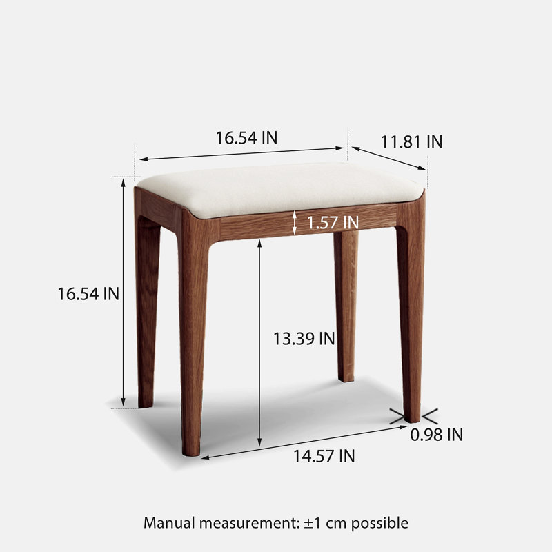 Tabouret de coiffeuse en bois massif, Brown