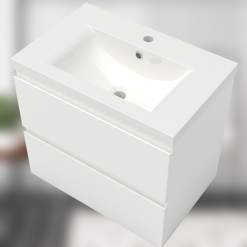 Reko 600mm Single Bathroom Vanity with Drop In Ceramic Basin, High Gloss White