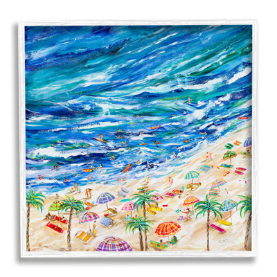 «Summer Beach», peinture encadrée par Estelle Grengs