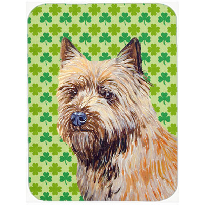 Caroline's Treasures Shamrock Lucky Irish Cairn Terrier St. Patrick's Day Portrait Glass Cutting Board