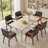 Mid-Century Modern Faux Leather Upholstered Dining Arm Chairs Set of 4, Wood Frame Side Chairs for Dining Room, Kitchen and Living Room-442372199-447999986